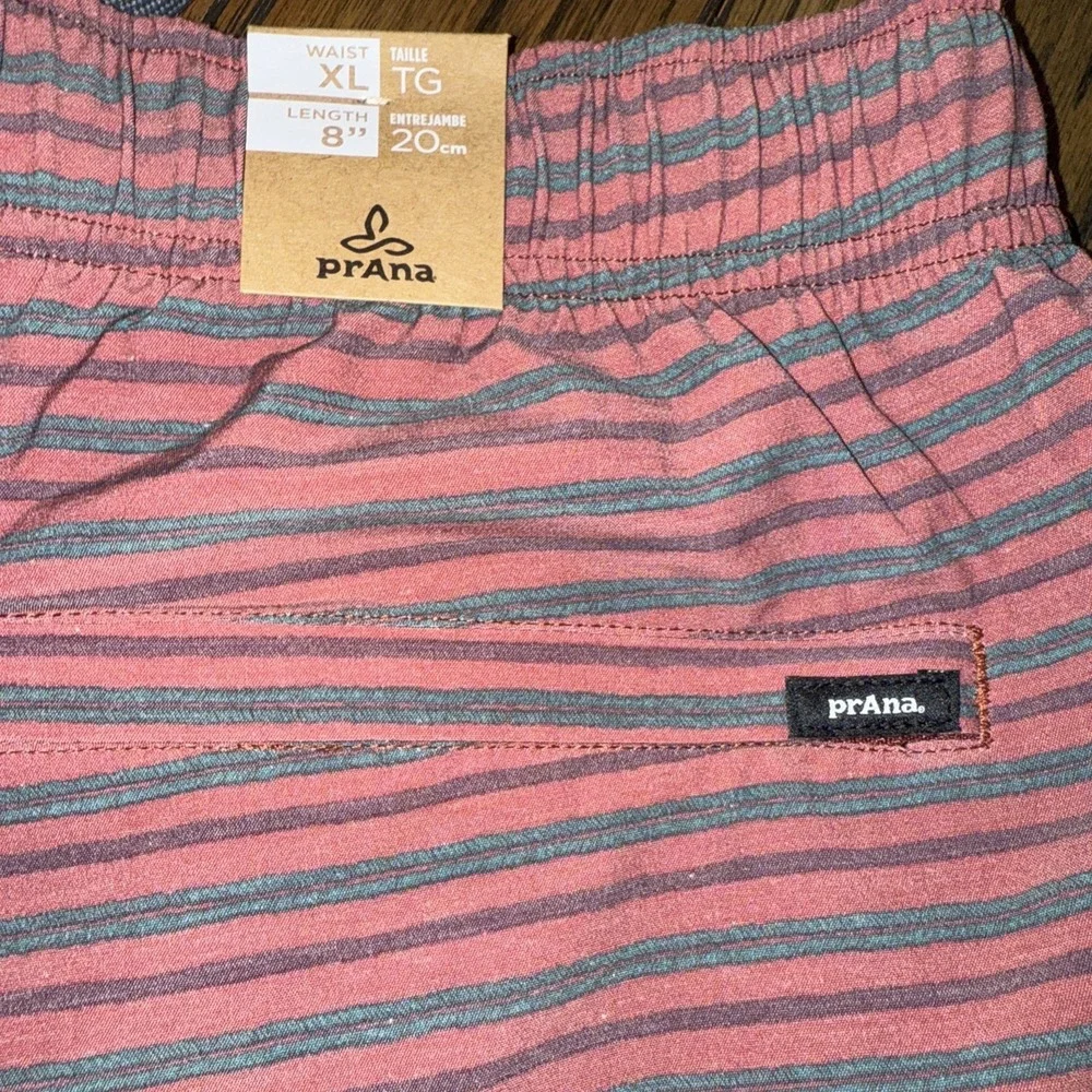 Prana Mens Metric E Waist Board Shorts Rust Stripe Size X Large 8